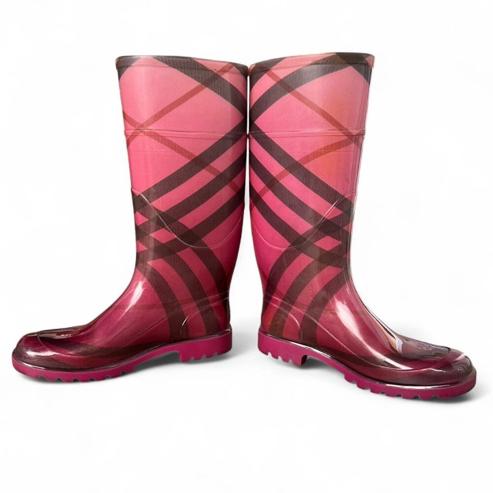 Burberry Pink Exploded Check Pattern Rainboots Si… - image 3